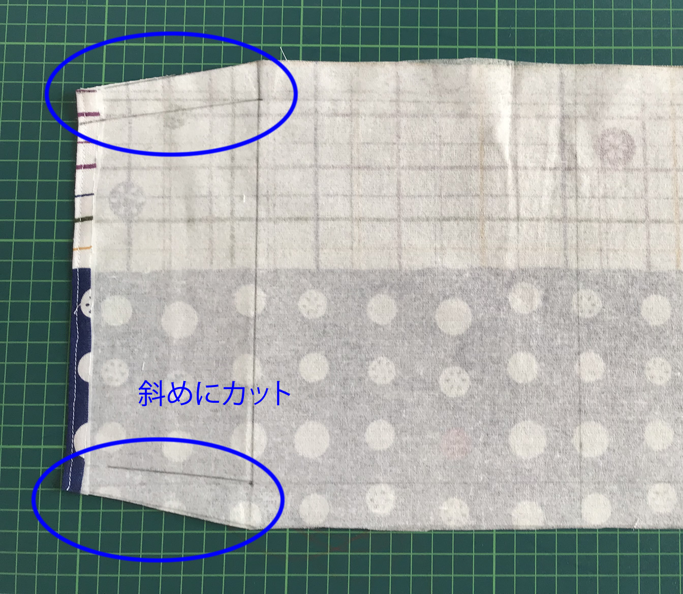 手ぬぐいの端を縫う